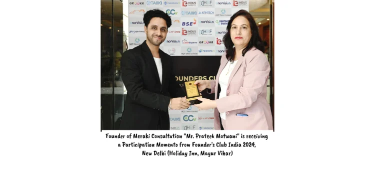 Meraki Consultation owner Prateek Motwani receiving award